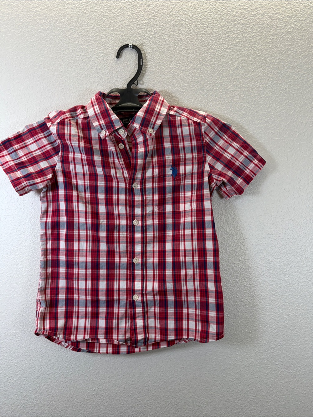 U.S. Polo Assn. Red Plaid Short-Sleeve Button-Down Shirt